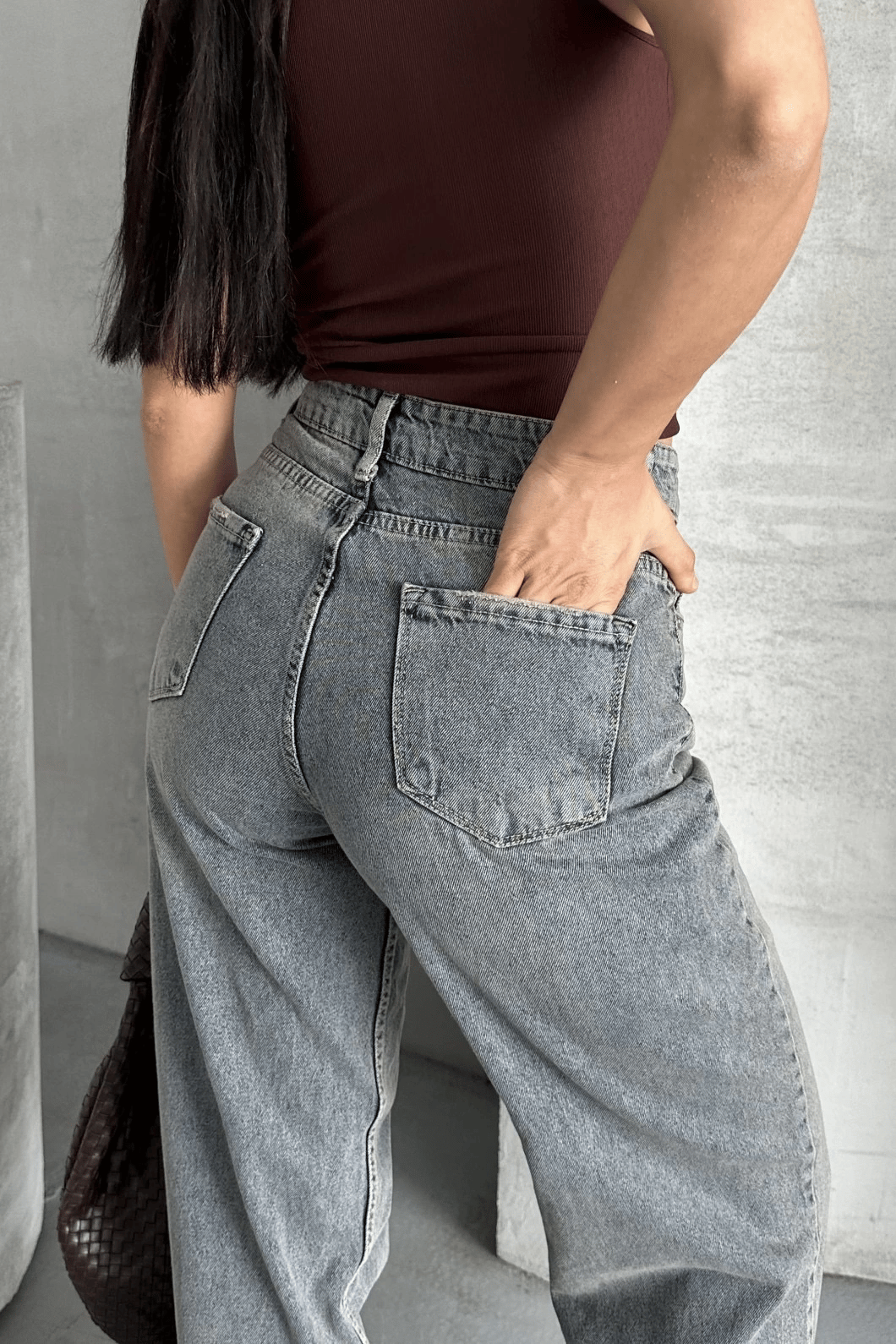 Palazzo bıyık kar yıkama buz mavi jeans pantolon d2008