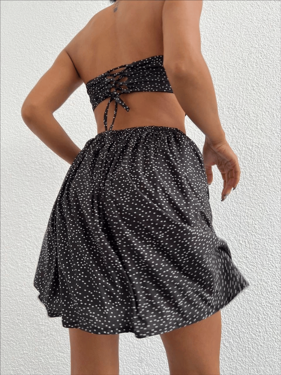 Taşlı straplez elbise