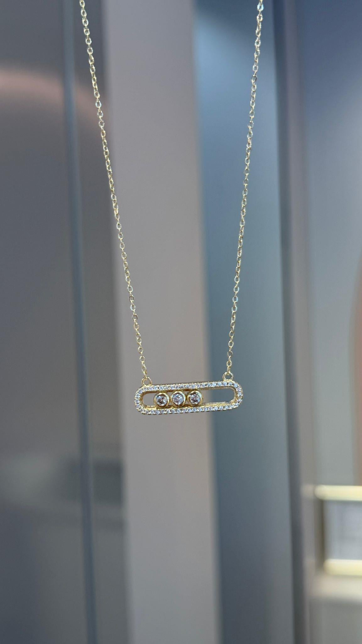 Marka Model Taşlı Gold Kolye