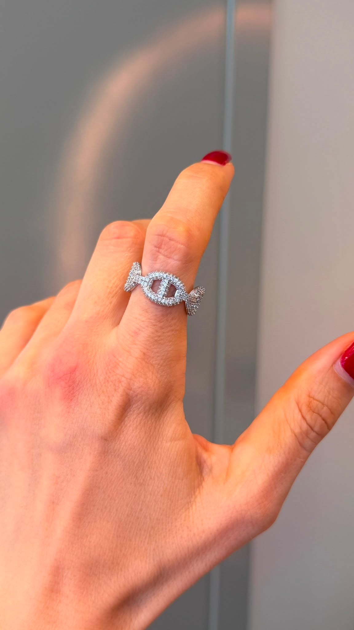 Marka Model Taşlı Silver Ayarlanabilir Yüzük