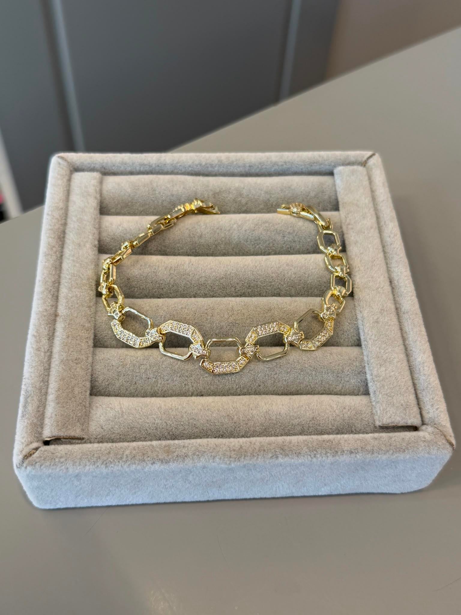 Özel Seri 14K Ortası Geometrik Oval Halka Bileklik