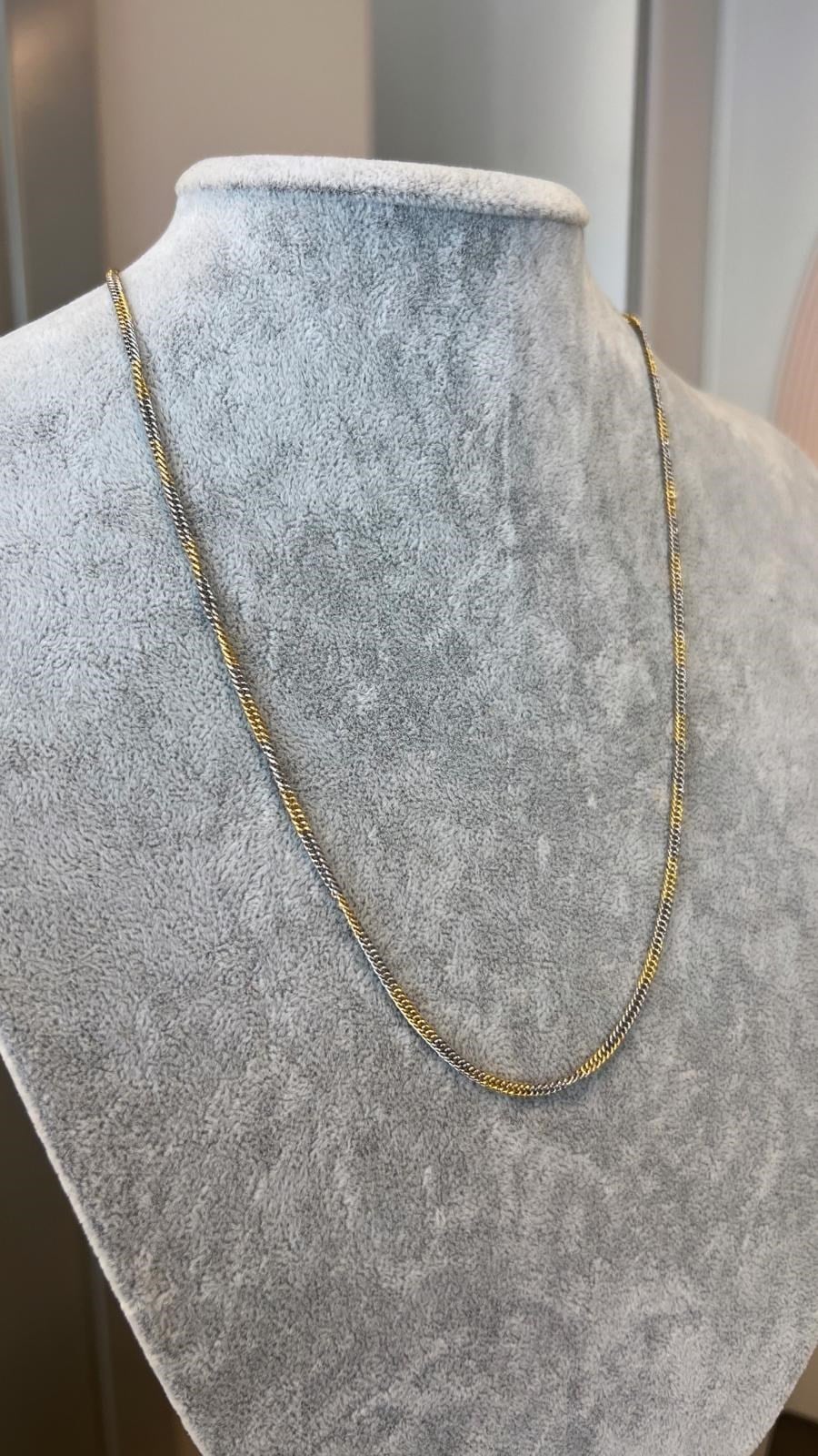 Özel Seri 14K Singapur Silver-Gold Zincir Kolye - 50 cm