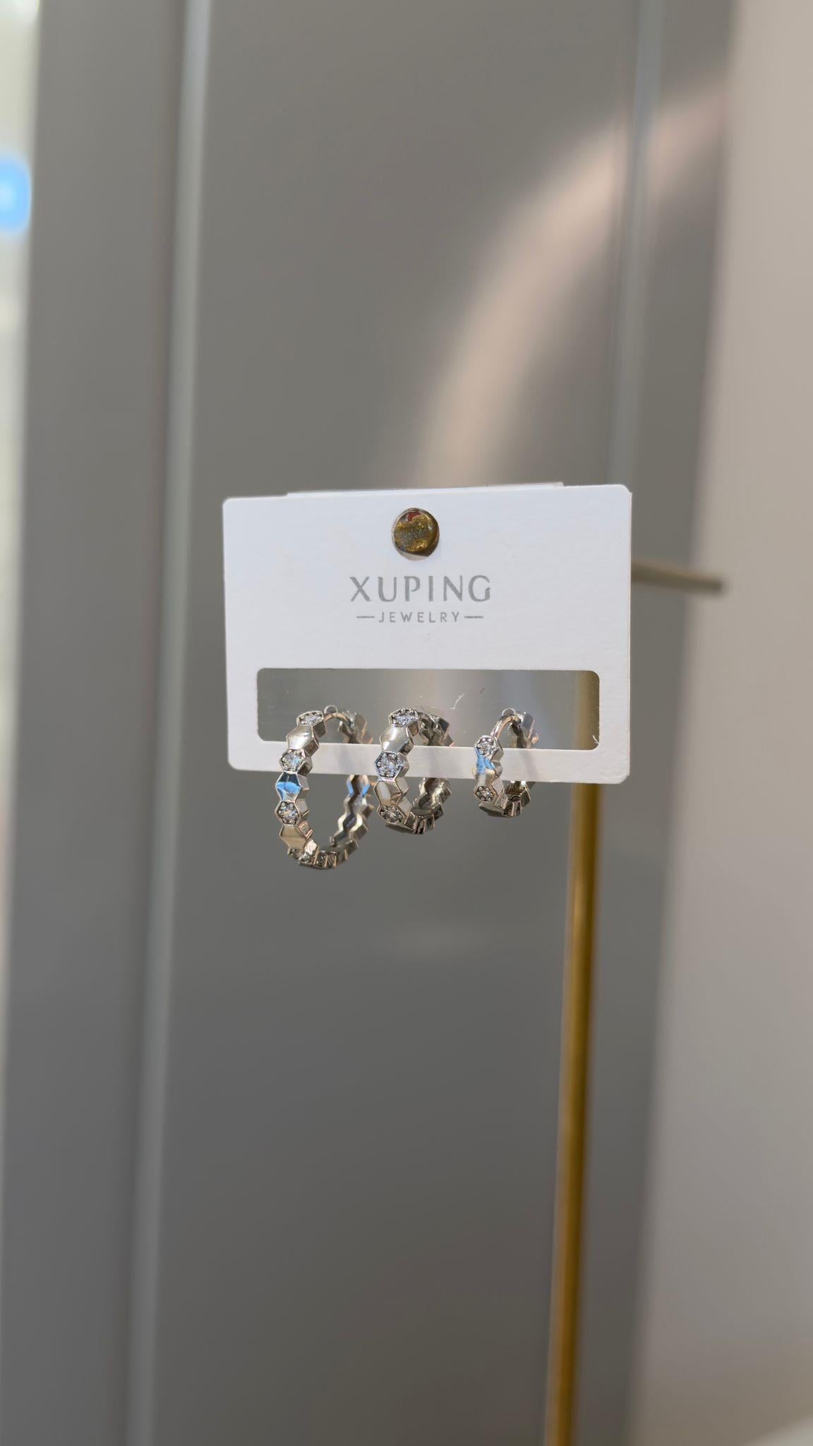 Özel Seri Silver Petek Model Üçlü Set Küpe