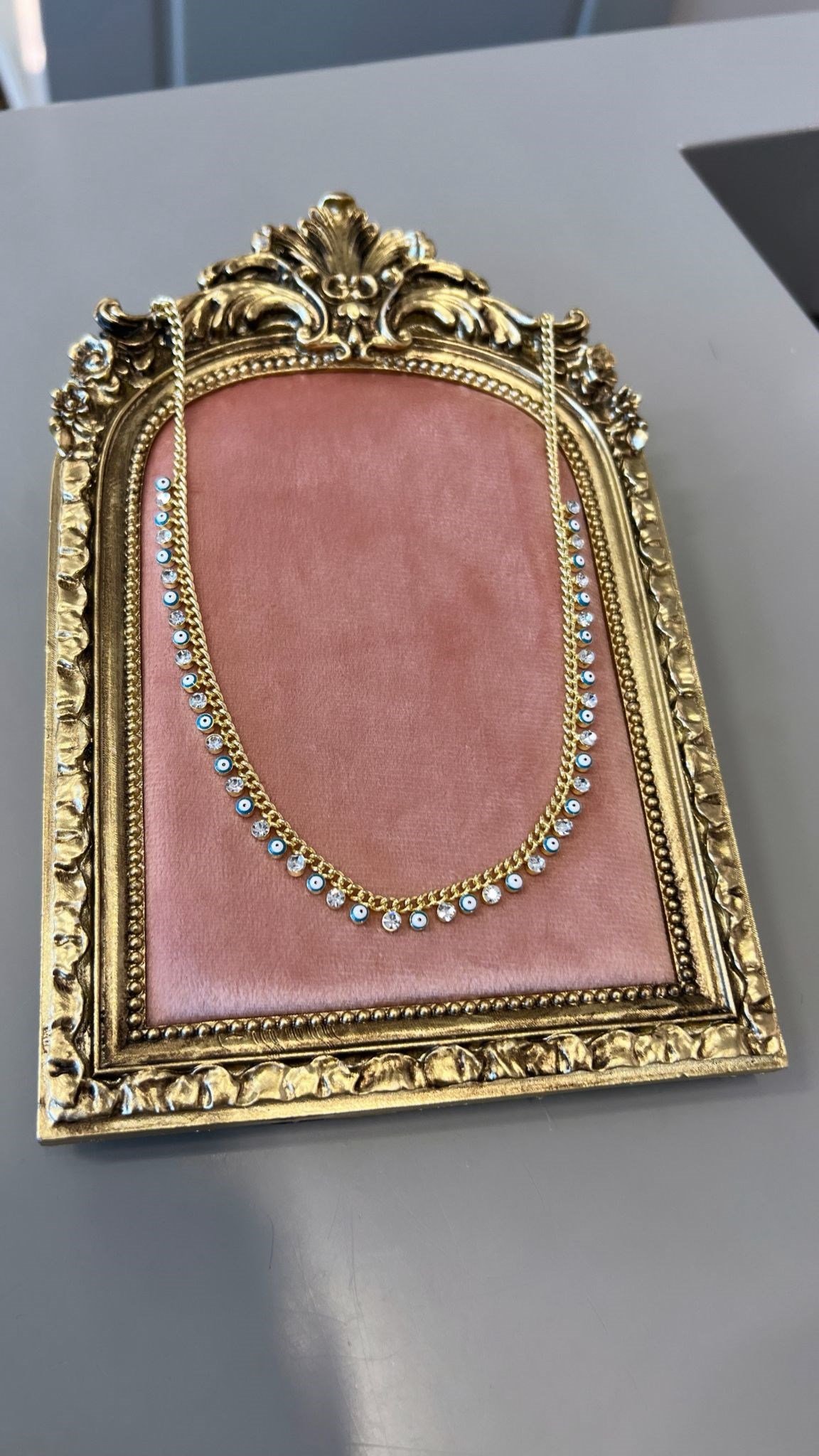 Taşlı - Boncuklu Gold Kolye