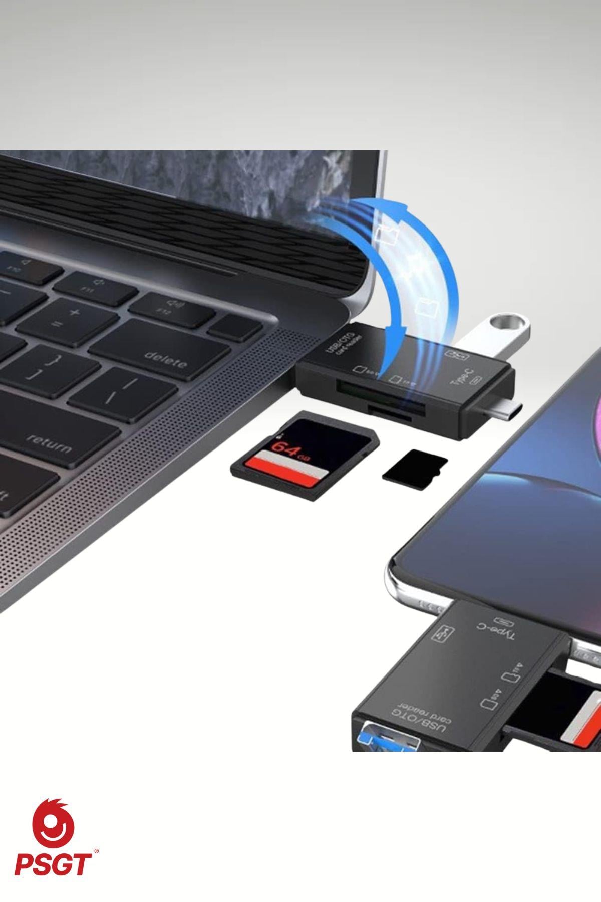 6 in 1 OTG USB kart okuyucu USB0,3 type-c/TF/SD hafıza kartı Laptop aksesuarları adaptörü