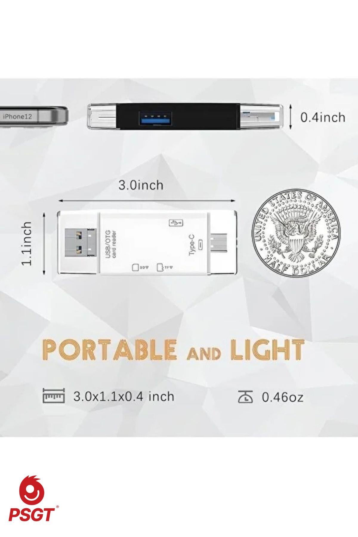6 in 1 OTG USB kart okuyucu USB0,3 type-c/TF/SD hafıza kartı Laptop aksesuarları adaptörü