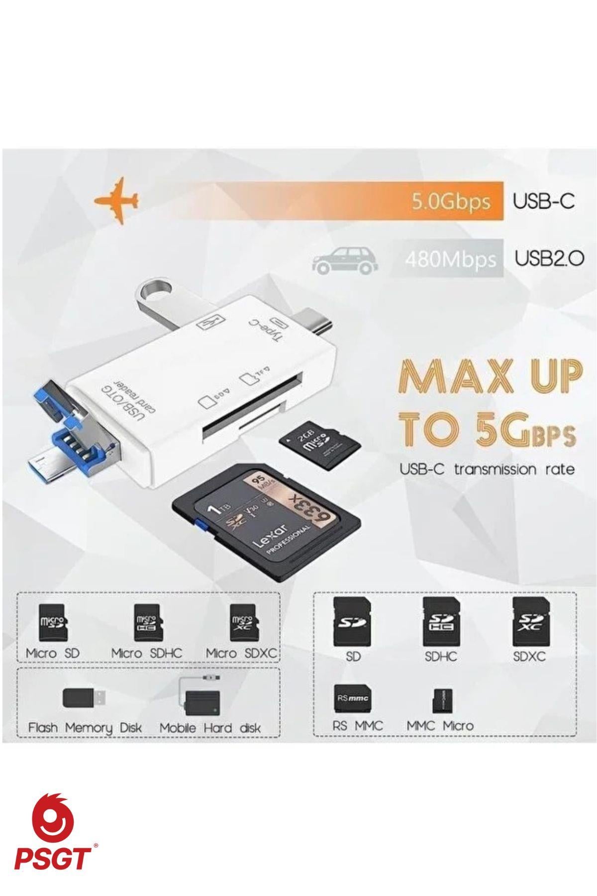 6 in 1 OTG USB kart okuyucu USB0,3 type-c/TF/SD hafıza kartı Laptop aksesuarları adaptörü