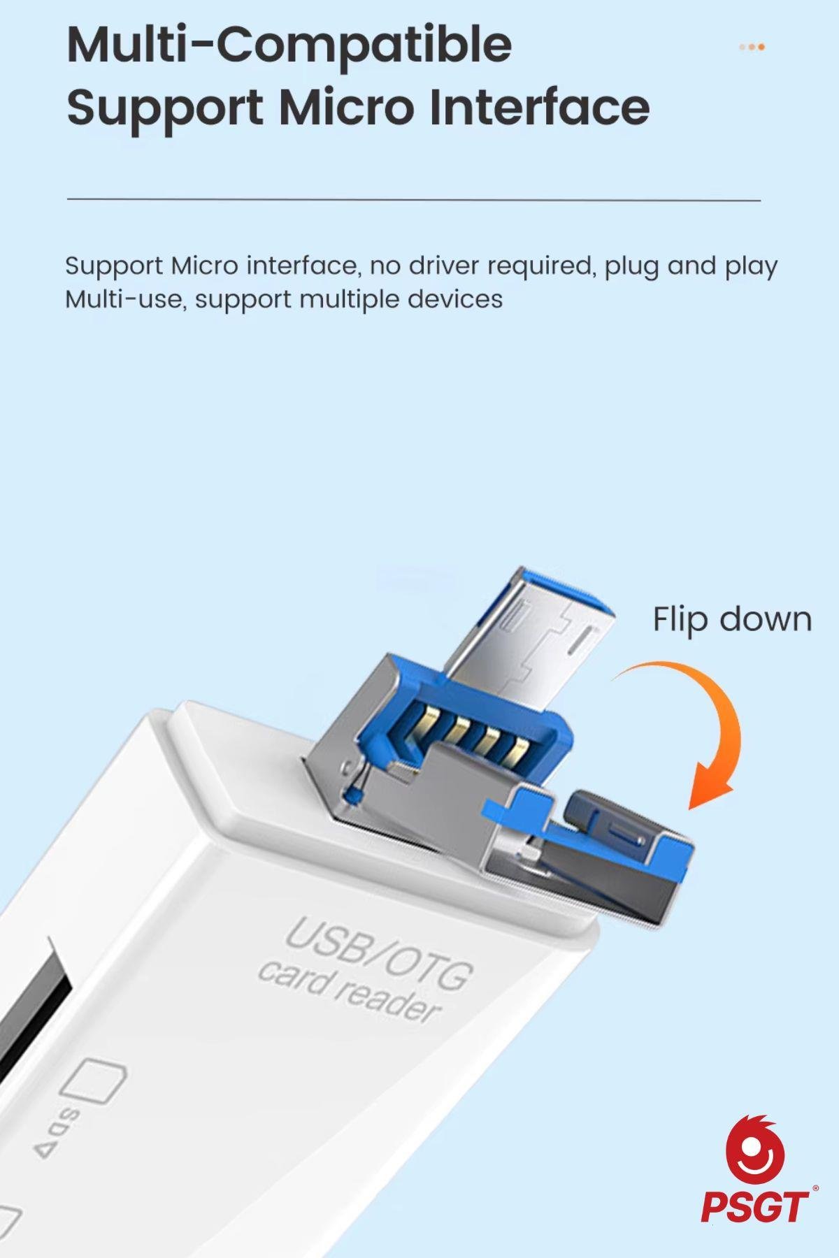 6 in 1 OTG USB kart okuyucu USB0,3 type-c/TF/SD hafıza kartı Laptop aksesuarları adaptörü