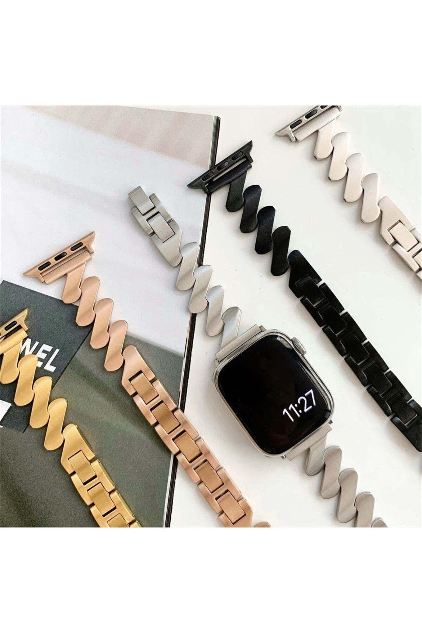 Apple Watch 2/3/4/5/6/7/8/9/10 se38-40-41mm Uyumlu Metal Paslanmaz