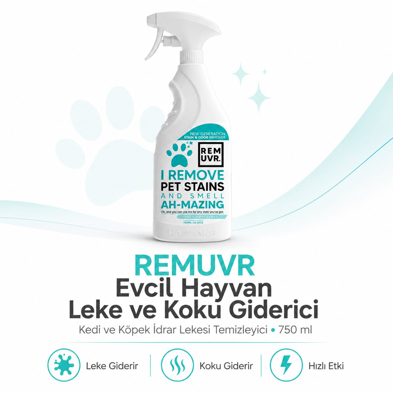 Evcil Hayvan Leke ve Koku Giderici Sprey 750 ml Kedi Köpek İdrar Lekesi Temizleyici