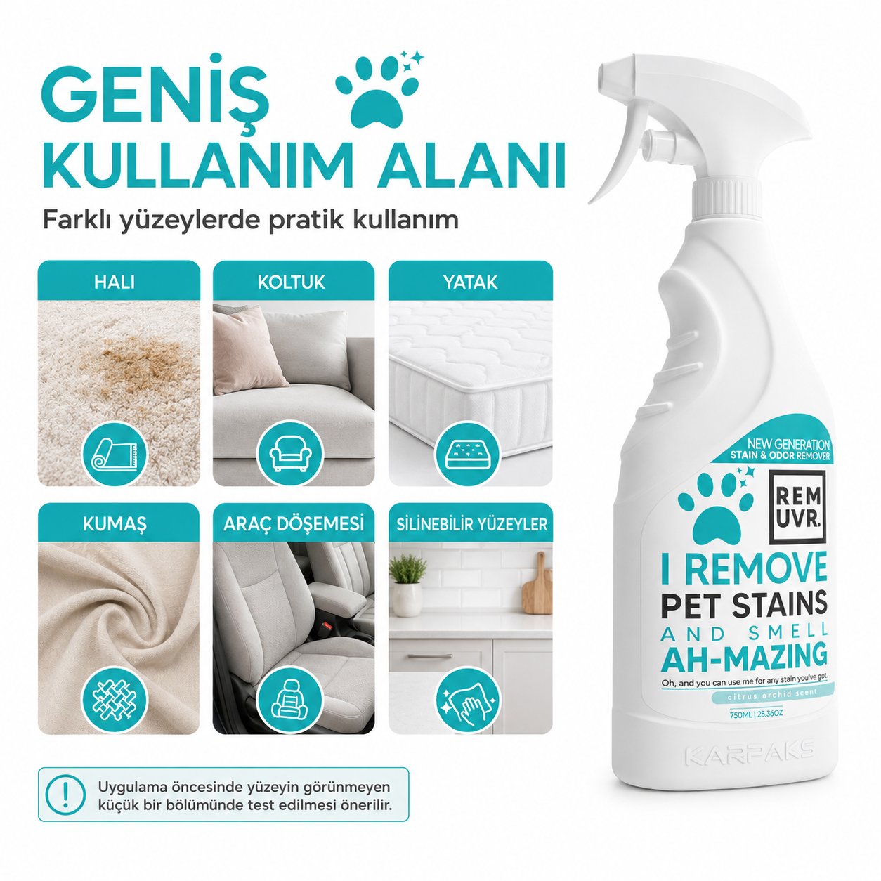 Evcil Hayvan Leke ve Koku Giderici Sprey 750 ml Kedi Köpek İdrar Lekesi Temizleyici