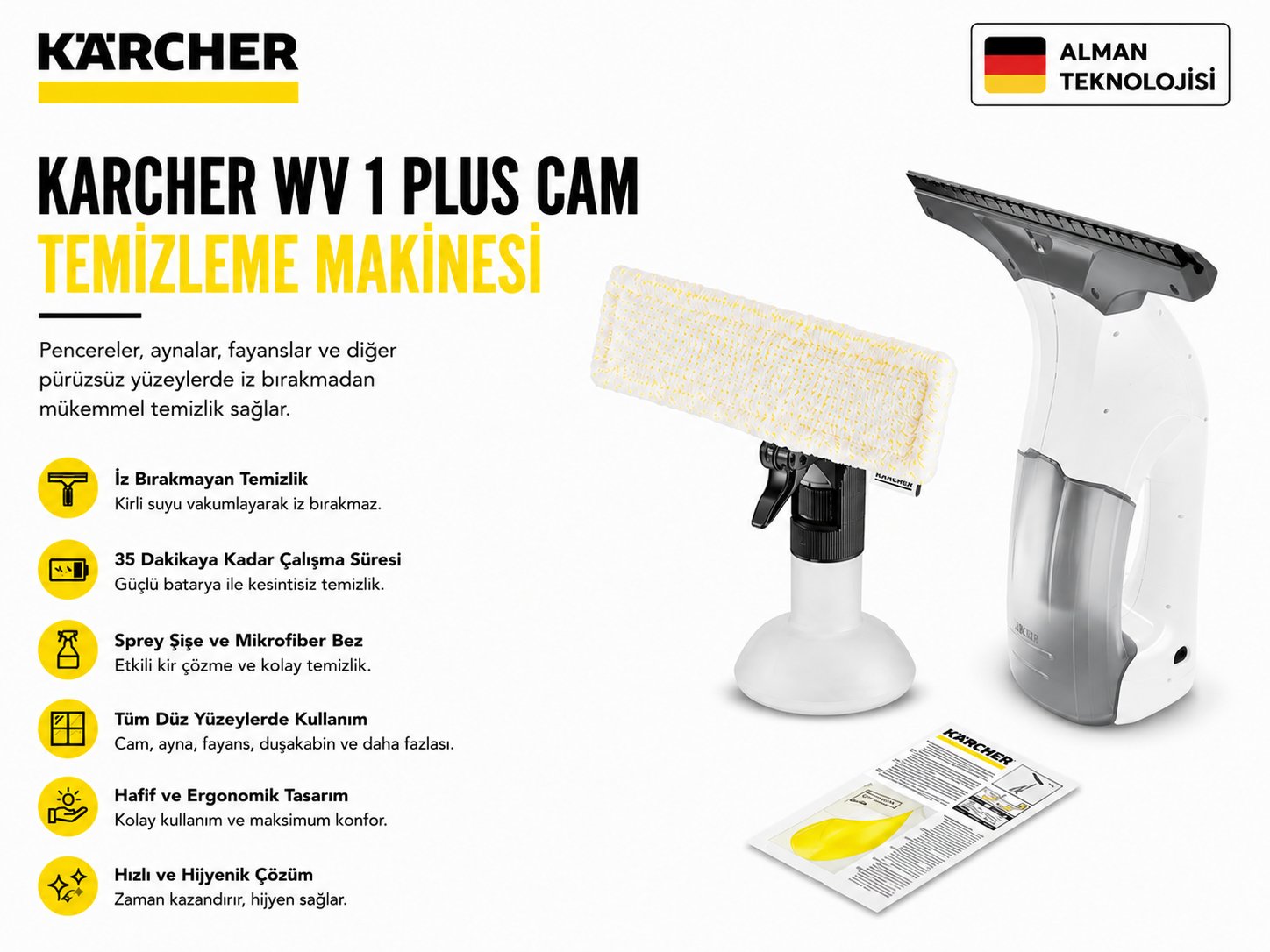 Kaercher WV 1 Plus Cam Temizleme Makinesi