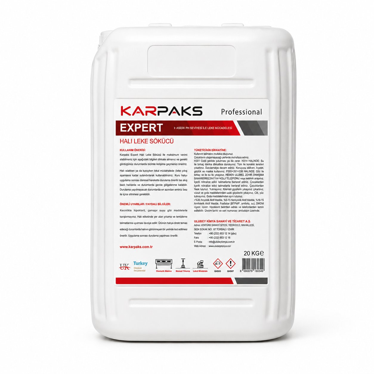 Karpaks Expert Profesyonel Halı Leke Sökücü 20 KG – Güçlü Lokal Leke Çıkarıcı
