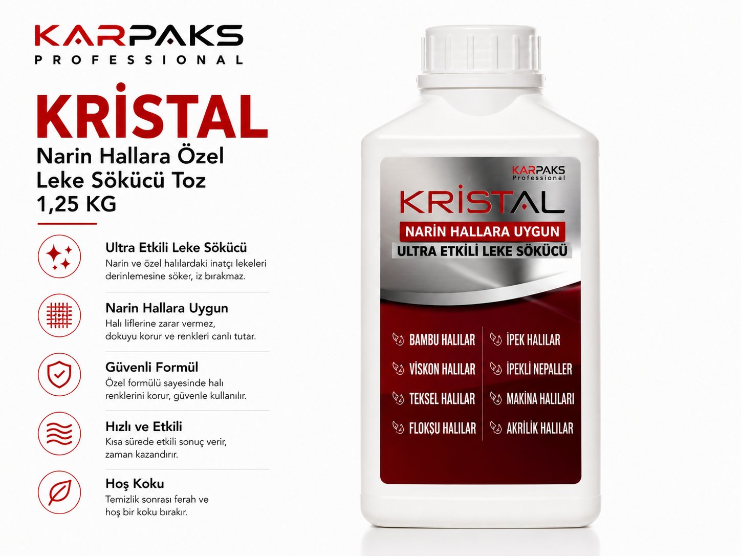Karpaks Kristal - Narin Halılara Özel Leke Sökücü Toz 1.25 Kg