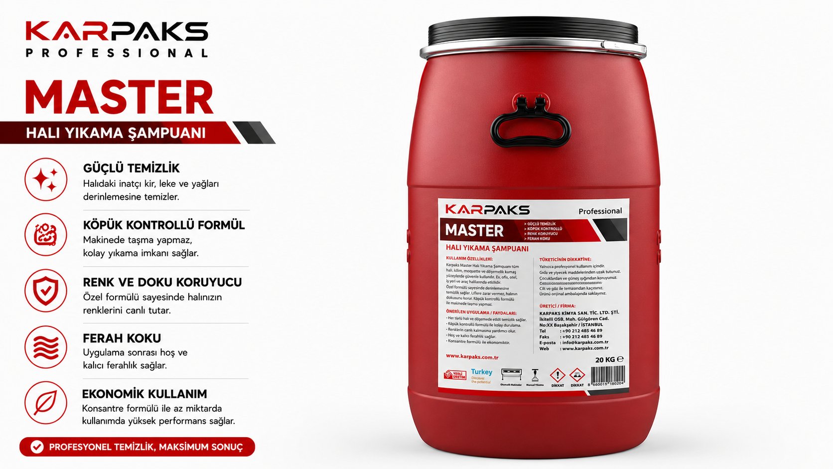 Karpaks Master Halı Yıkama Şampuanı 60kg