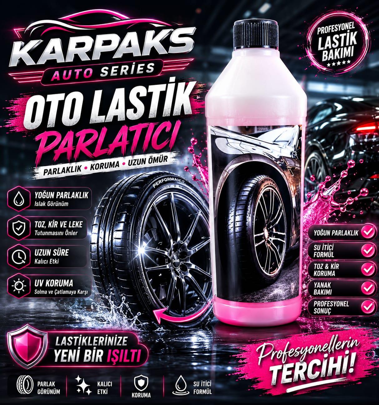 KARPAKS Oto Lastik Parlatıcı 1 LT | Islak Görünümlü Lastik Parlatma ve Koruma