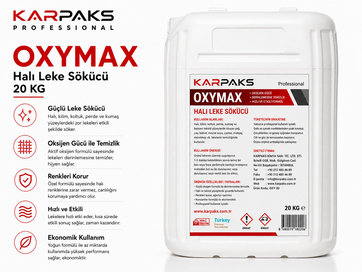 Karpaks Oxymax Halı Leke Sökücü 20 Kg
