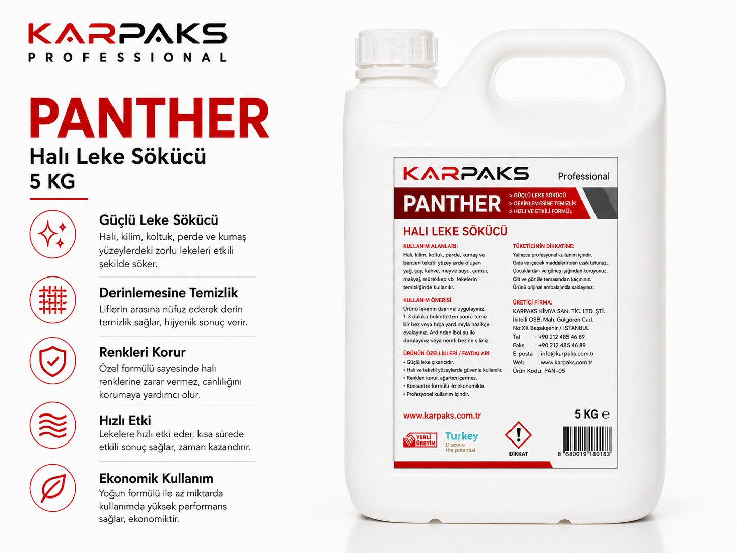 Karpaks Panther Halı Leke Sökücü 5 Kg