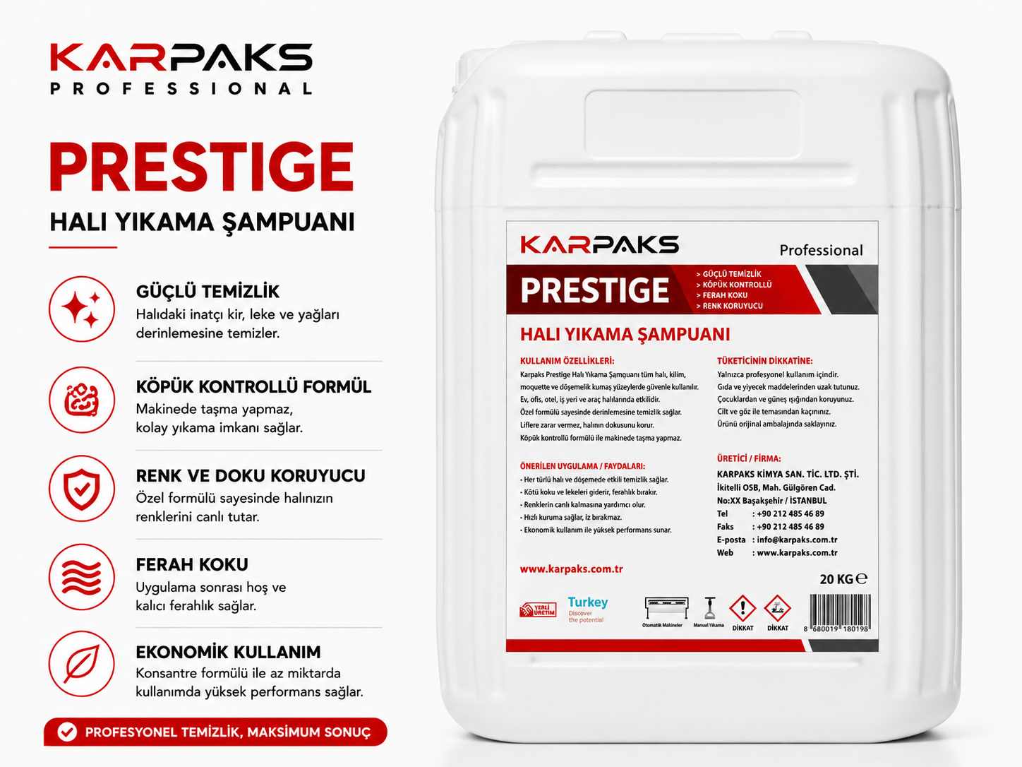 Karpaks Prestige Halı Yıkama Şampuanı 20kg