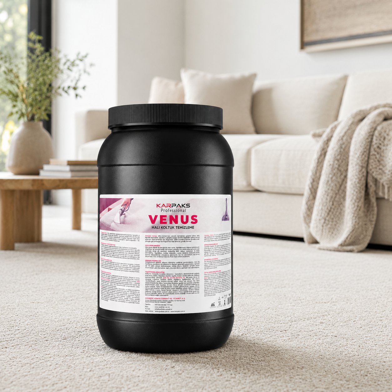Karpaks Professional Venus Halı Koltuk Temizleme Deterjanı 3 Kg Konsantre Profesyonel Leke Çıkarıcı