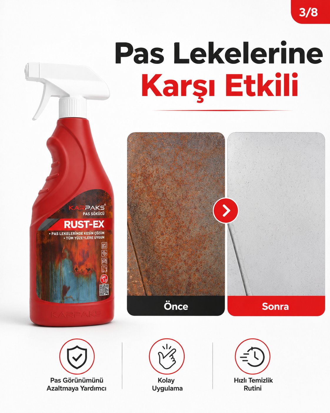 Karpaks Rust-Ex Halı Kumaş Pas Lekesi Sökücü Sprey 750 ml Koltuk Döşeme Temizleyici
