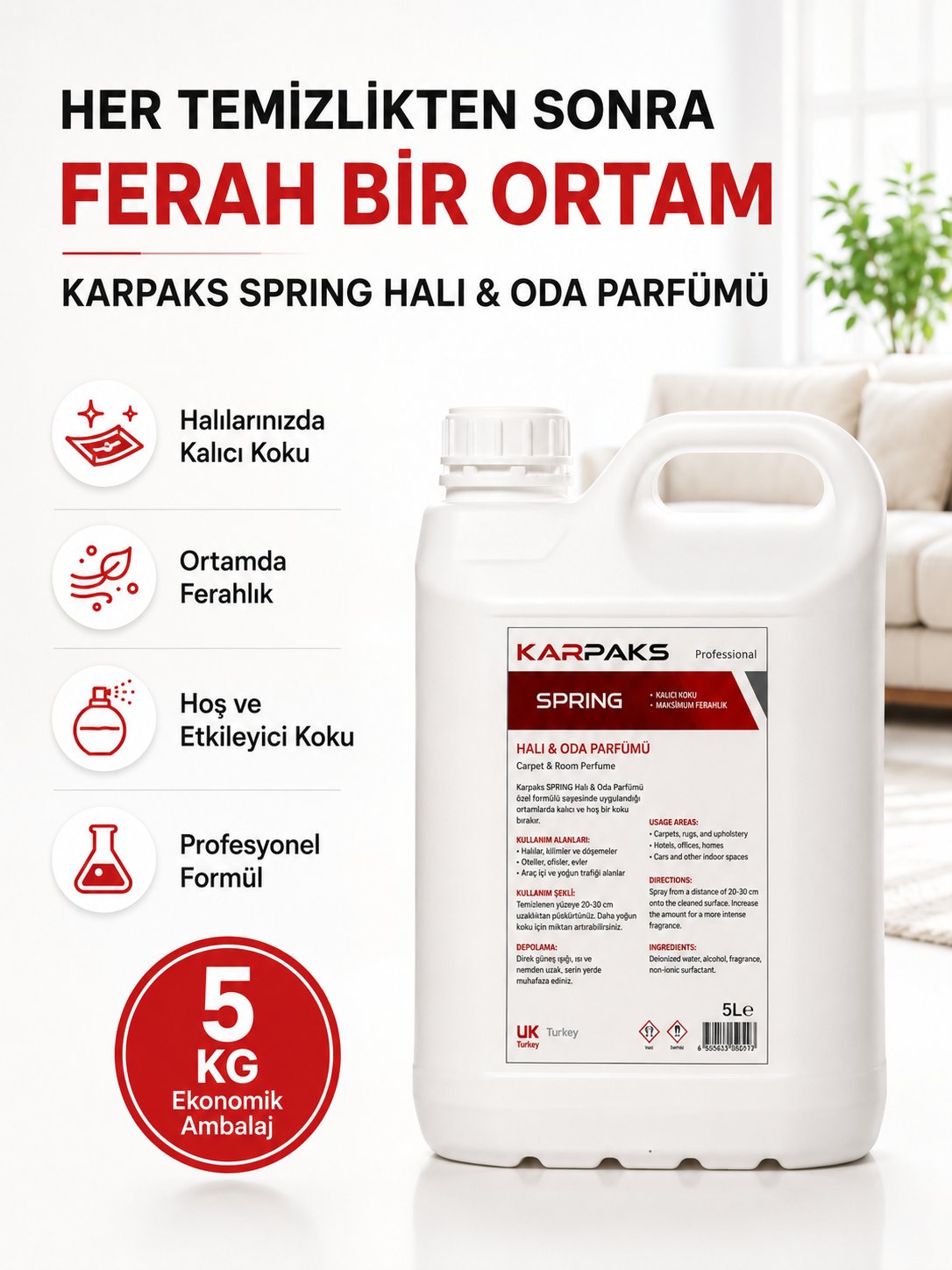 Karpaks Spring Halı ve Oda Parfümü 5 Kg