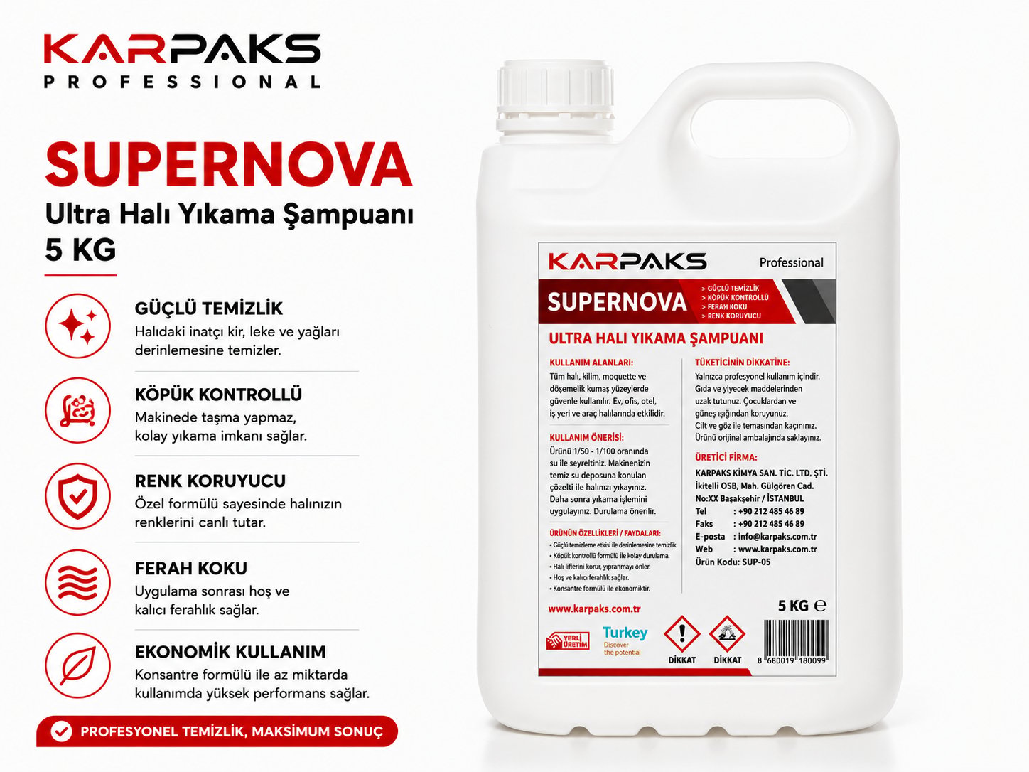Karpaks Supernova Halı Yıkama Şampuanı 5 Kg