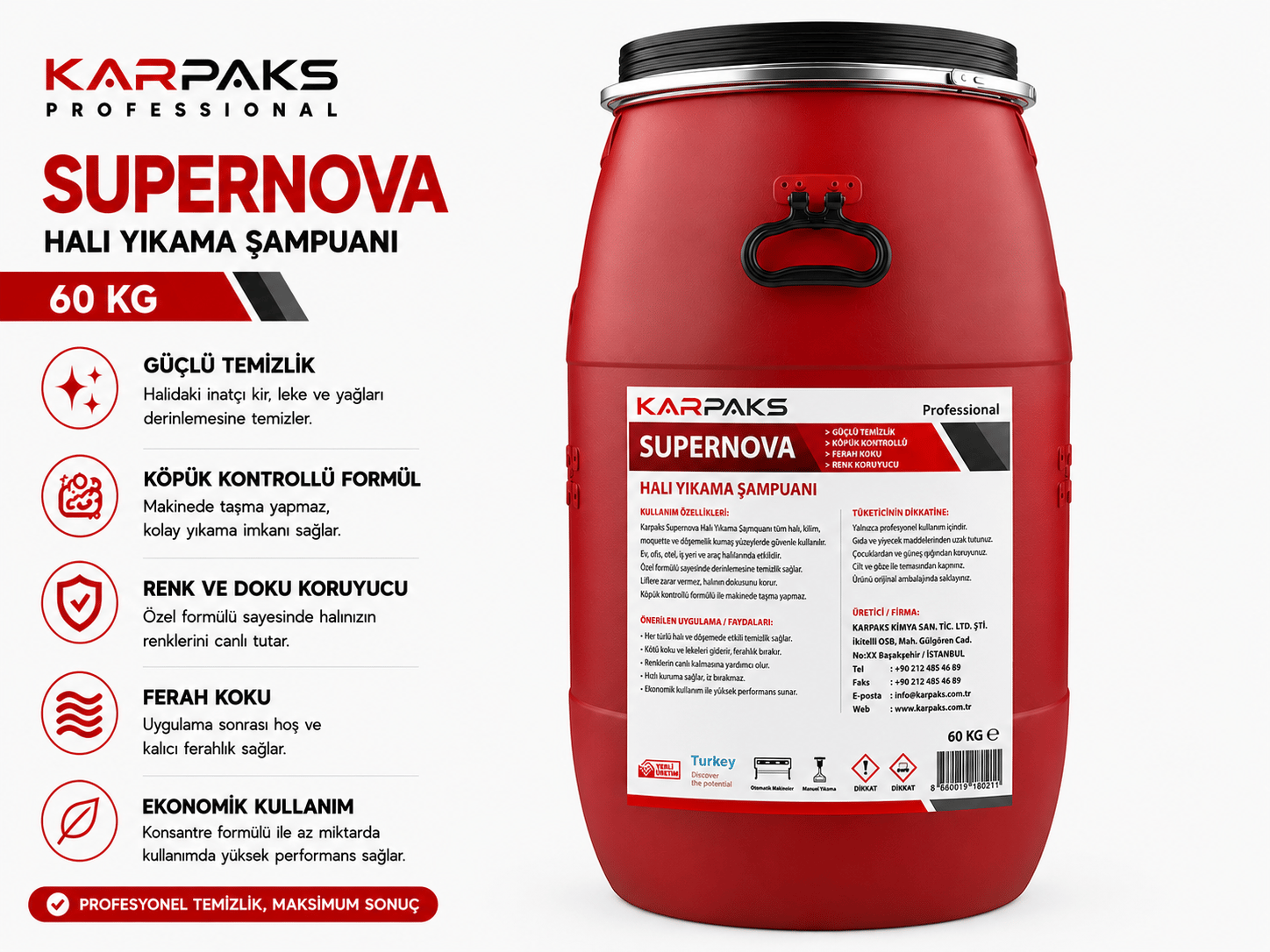 Karpaks Supernova Halı Yıkama Şampuanı 60kg