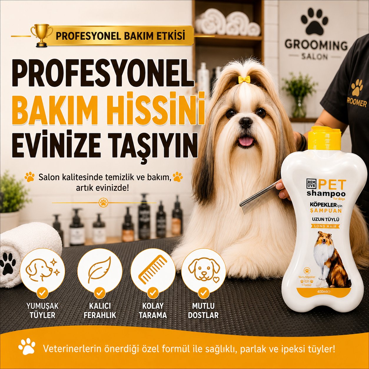 Uzun Tüylü Köpek Şampuanı 400 ml | Yumuşak ve Parlak Tüy Bakımı