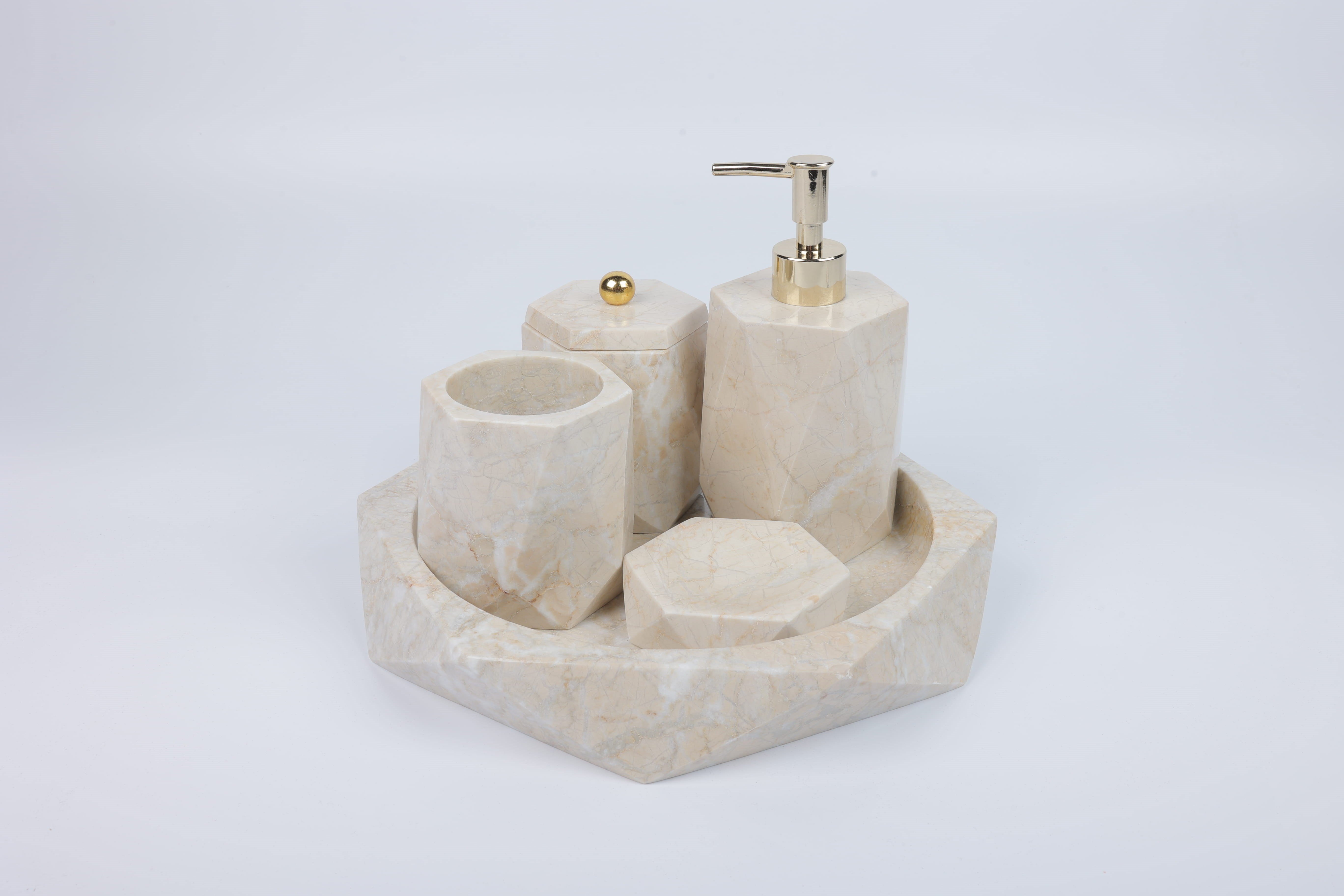 2in Crystal 5li Set Bej-gold