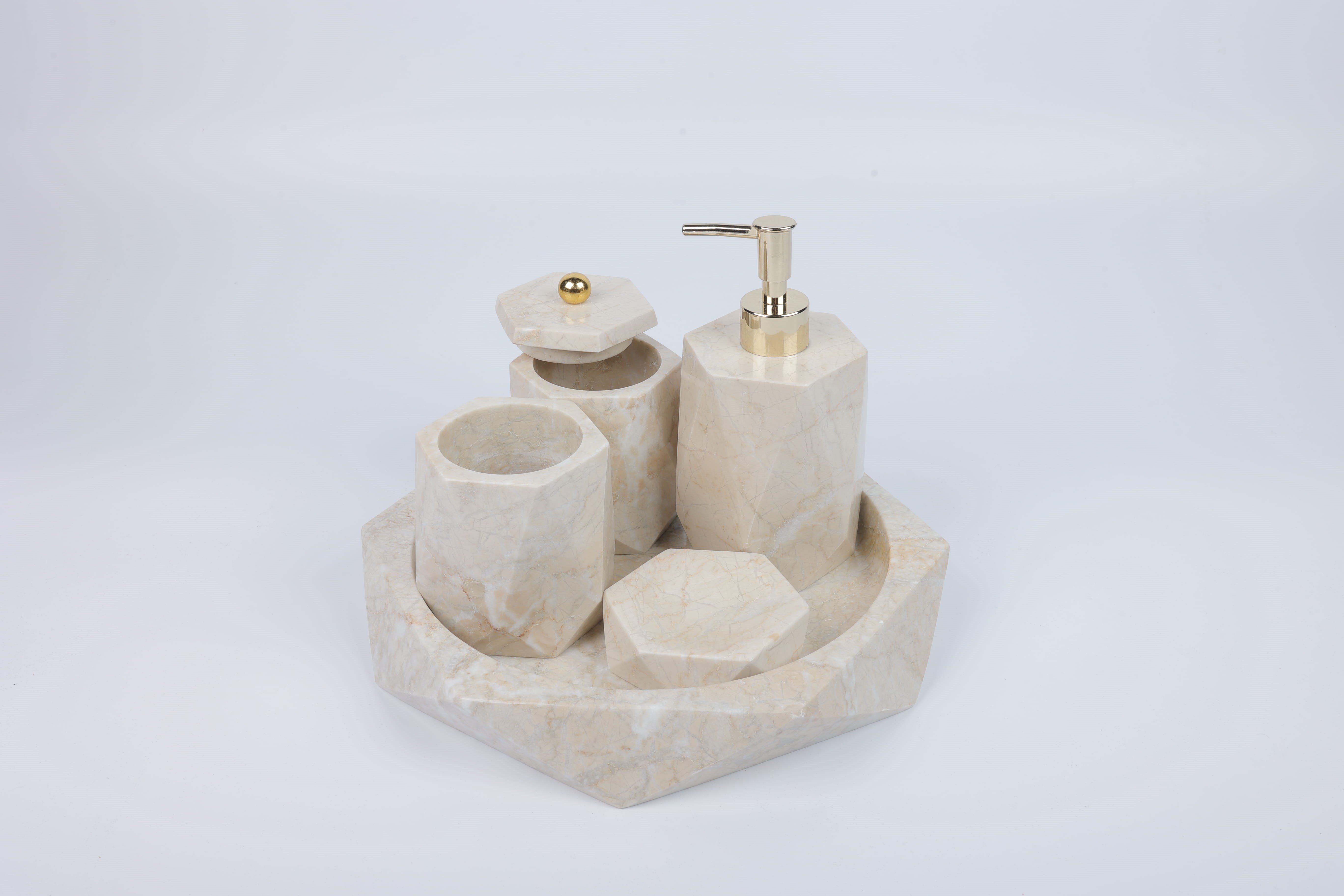 2in Crystal 5li Set Bej-gold