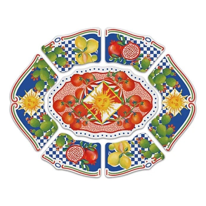 Bacı Milano Dolce Vita 7 Parça Mermer Desenli Melamin Meze Tabağı Seti