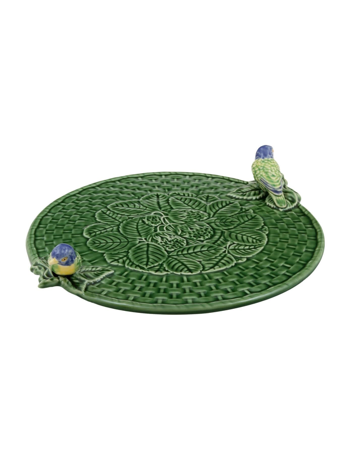 BRD Kuşlu Yeşil Sunum Tabağı 33 cm