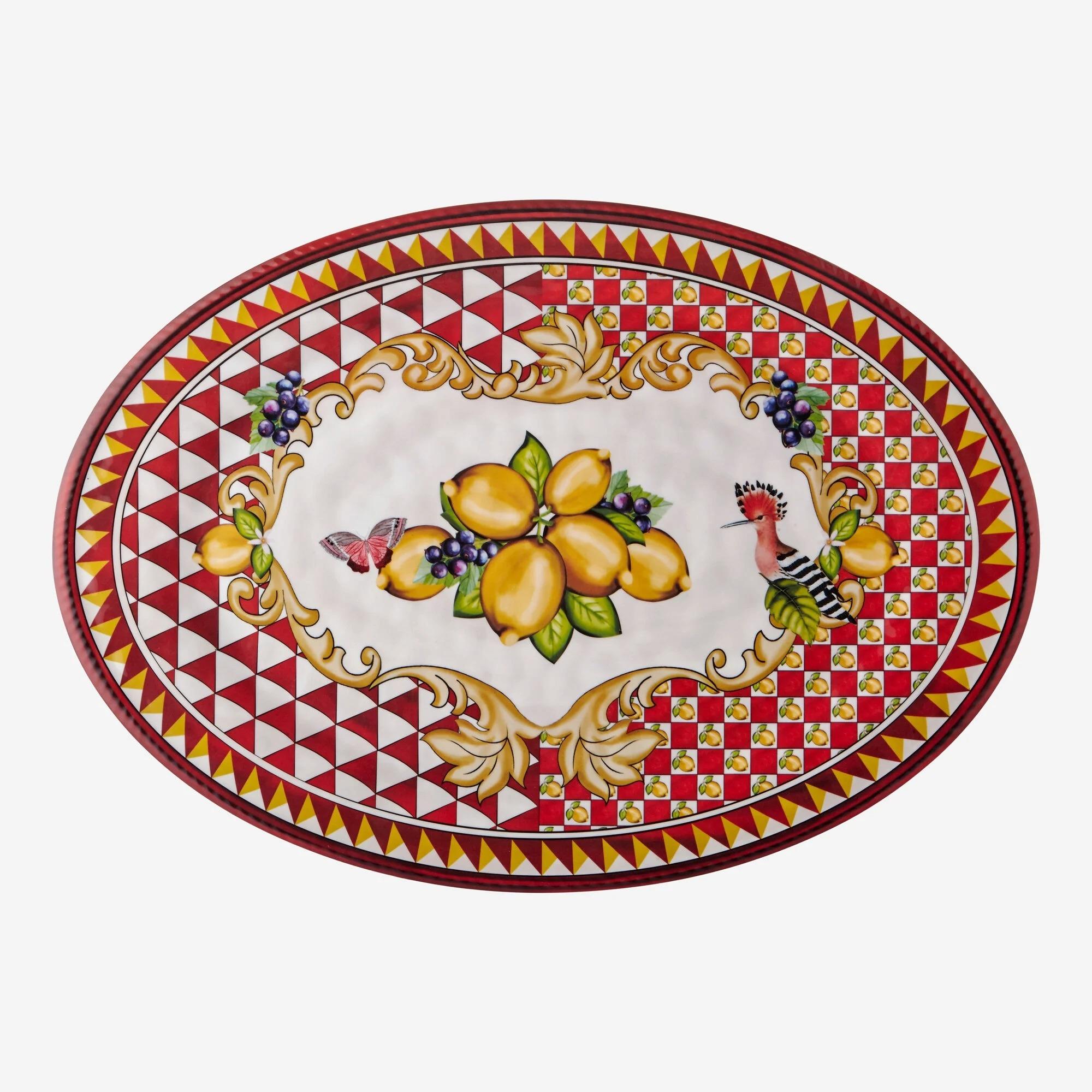 CHIARA ALESSİ Capri Collection Kırmızı Melamin Servis Tabağı 50 Cm