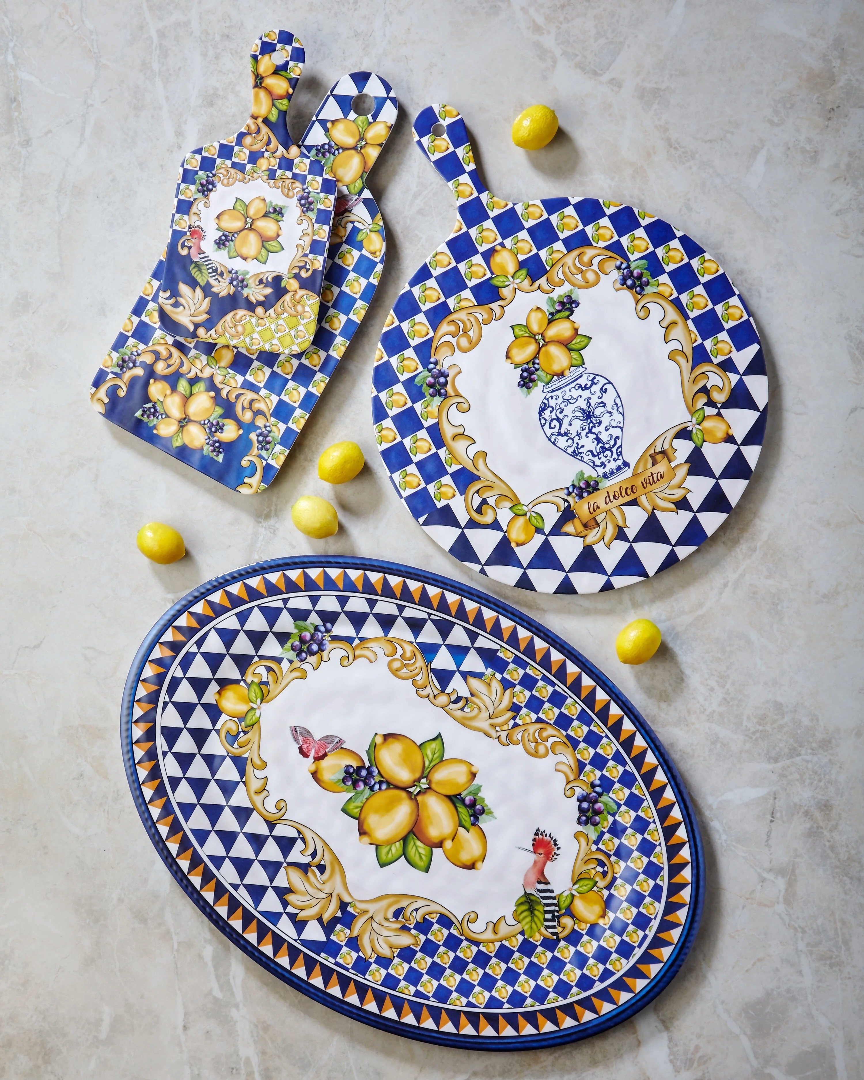 Chıara Alessi Capri Collection Mavi Melamin Sunum Tahtası 41 Cm