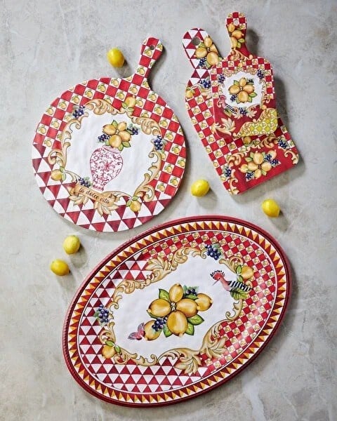 Chiara Alessi Capri Kırmızı Limon Buketi Kesme Tahtası 25cm Melamin