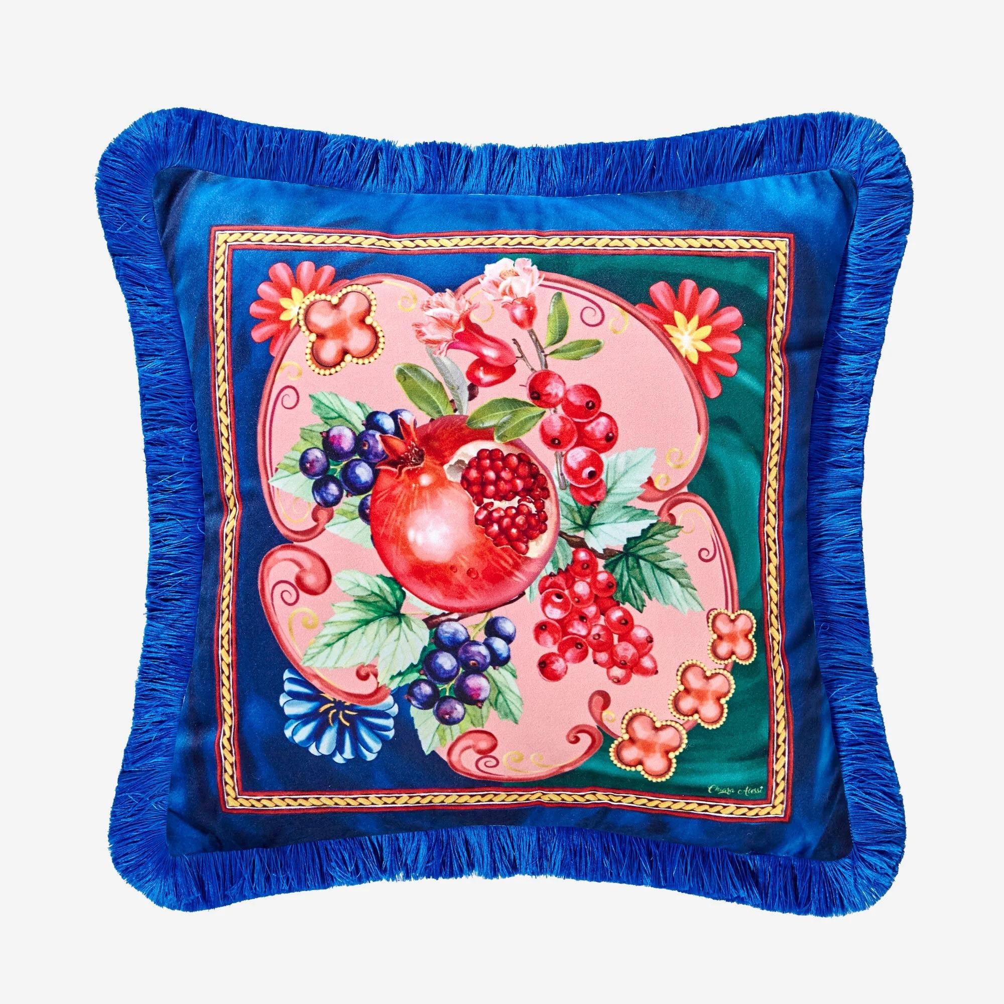 CHIARA ALESSI La Vita E Bella Collection Lacivert Kadife Dekoratif Yastık 45X45 Cm
