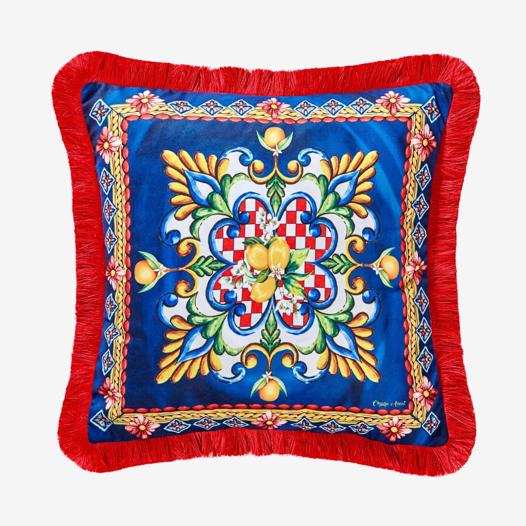 CHİARA ALESSİ Lacivert Kadife Dekoratif Yastık 45X45 Cm