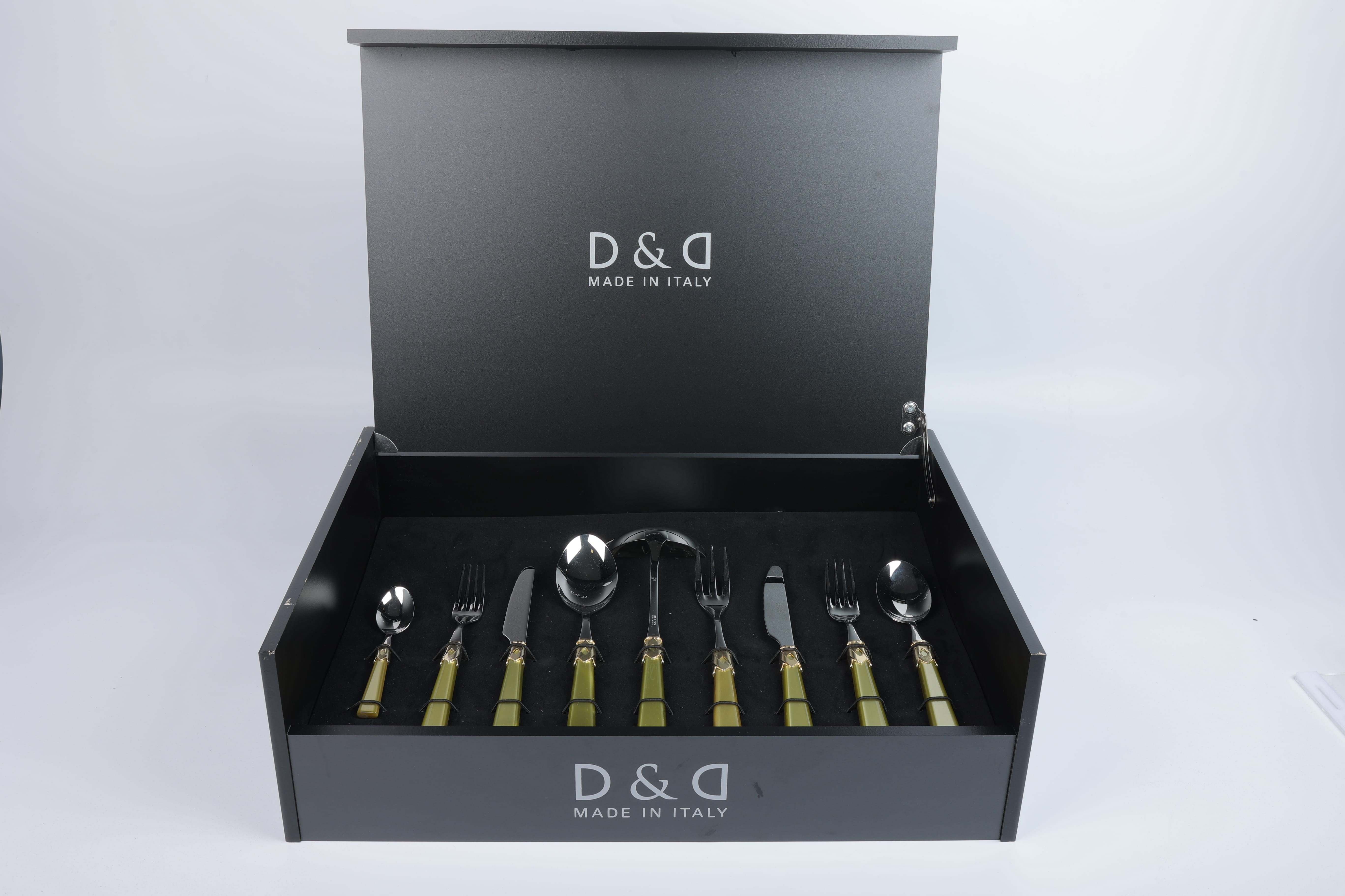 D&d 75 Pcs Wood Canteen Caprı Gold Steel Box Olıve Green Pearl