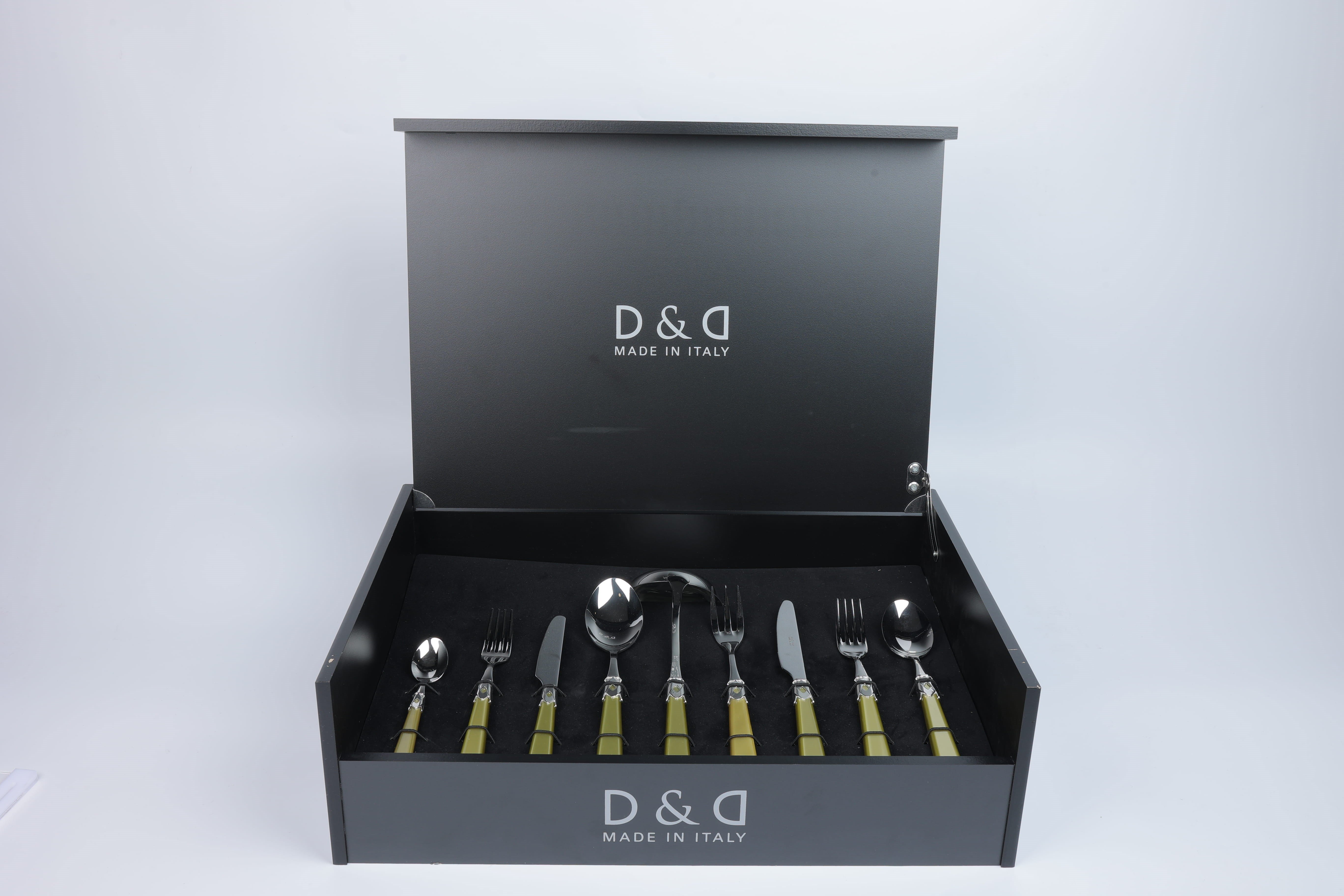 D&d Gıft Set 75 Pcs Wood Canteen Box Caprı Shınıng + Steel Olıve Green Pearl
