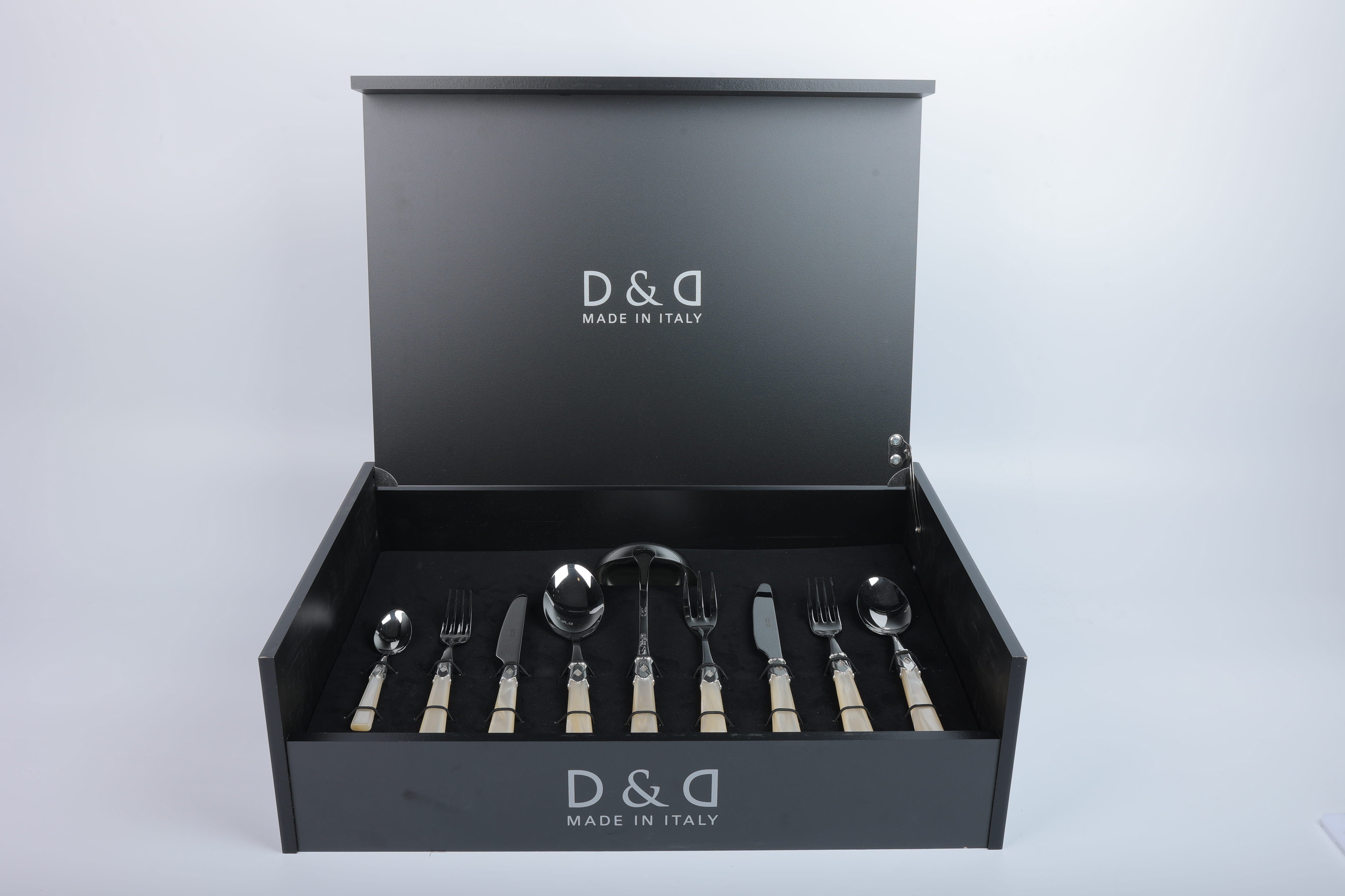 D&d Gıft Set 75 Pcs Wood Canteen Box Caprı Shınıng + Steel Champagne Pearl