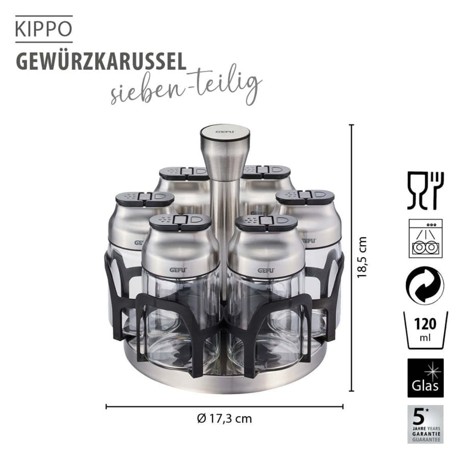 Kıppo Döner Baharatlık 7 Parça Paslanmaz Çelik 120 Ml