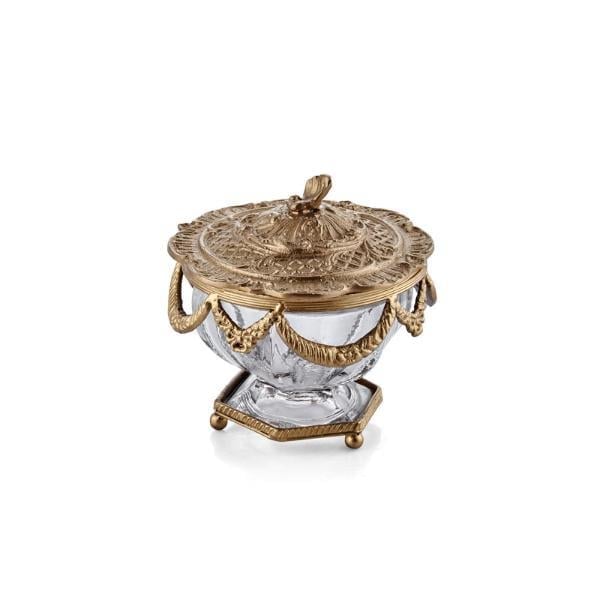 LMD ALTIGEN TABANLI KAPAKLI ŞEKERLİK ANTİK GOLD 11*11*8 CM