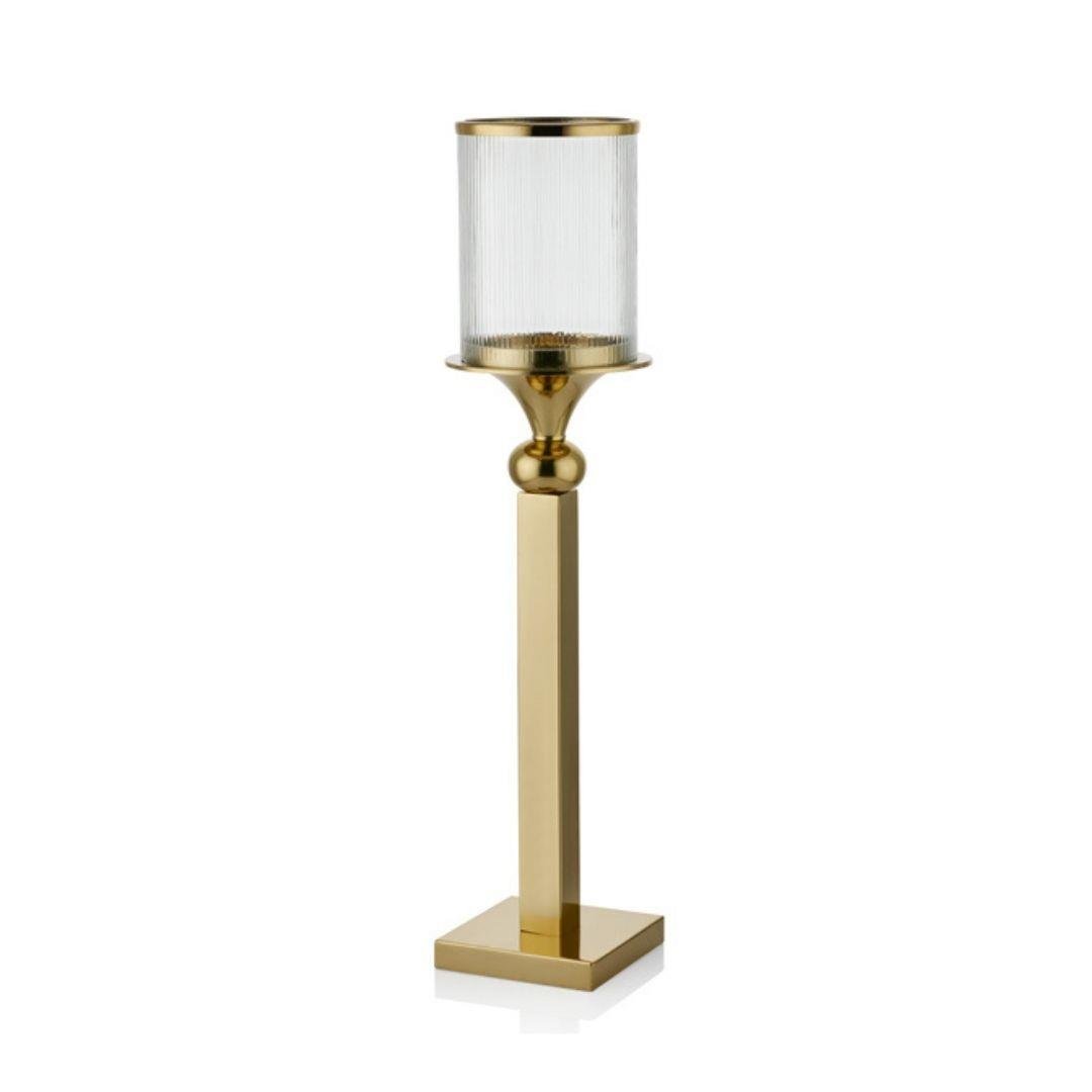 LMD ALUNA ÇİZGİLİ CAMLI GOLD BÜYÜK MUMLUK 15X15X75 CM