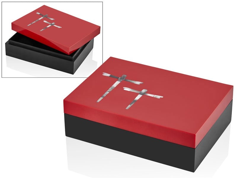Lmd Black Red Resın Rectangular Box 26x18x8 Cm