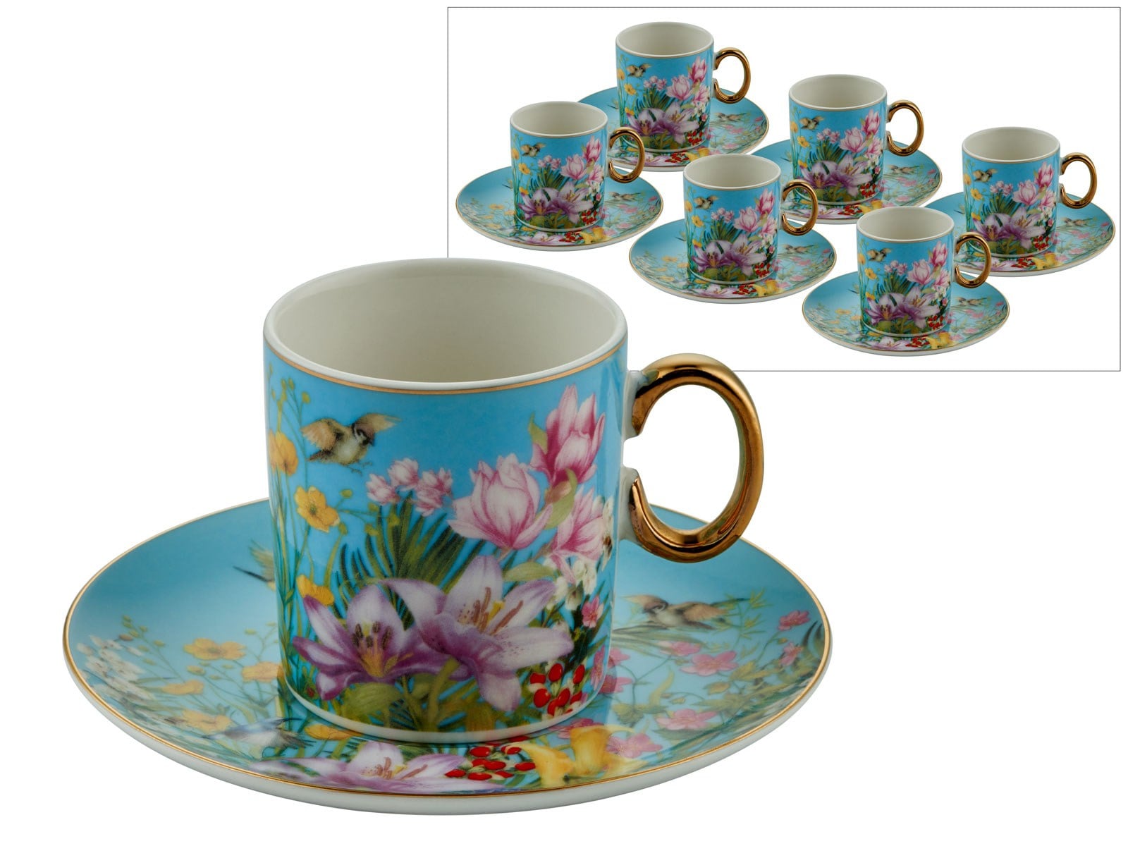 Lmd Botanıca Blue 6pcs Coffee Cups Set