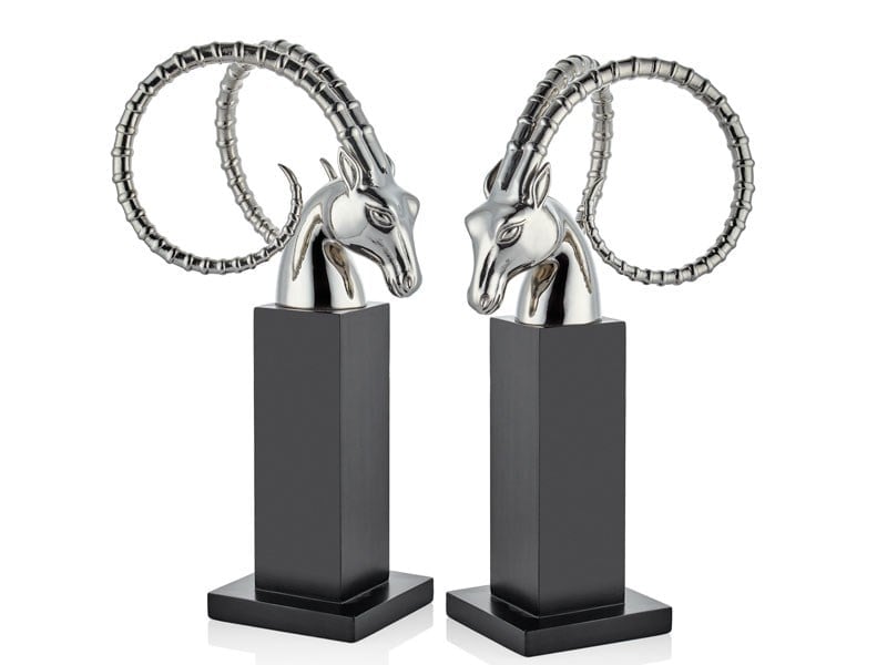 Lmd Deer Head Decor 2 Pcs Set Nıckel 19x25,5x52 Cm
