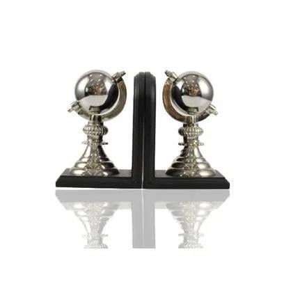 LMD GLOBE GÜMÜŞ SİYAH KİTAP TUTUCU SET 13X10,5X19CM
