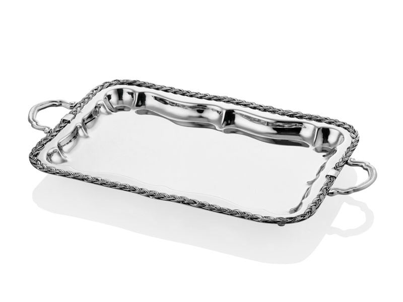 Lmd Halatlı Buyuk Boy Duz Tepsı 42x28x5 Cm (6) Full Nıckel