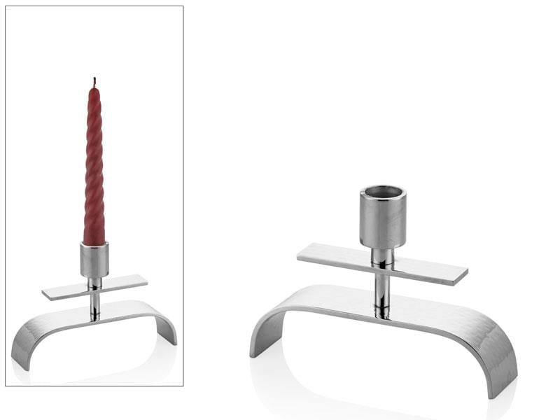 LMD HALF ELIPS NICKEL SMALL CANDLE HOLDER 16X4X12CM